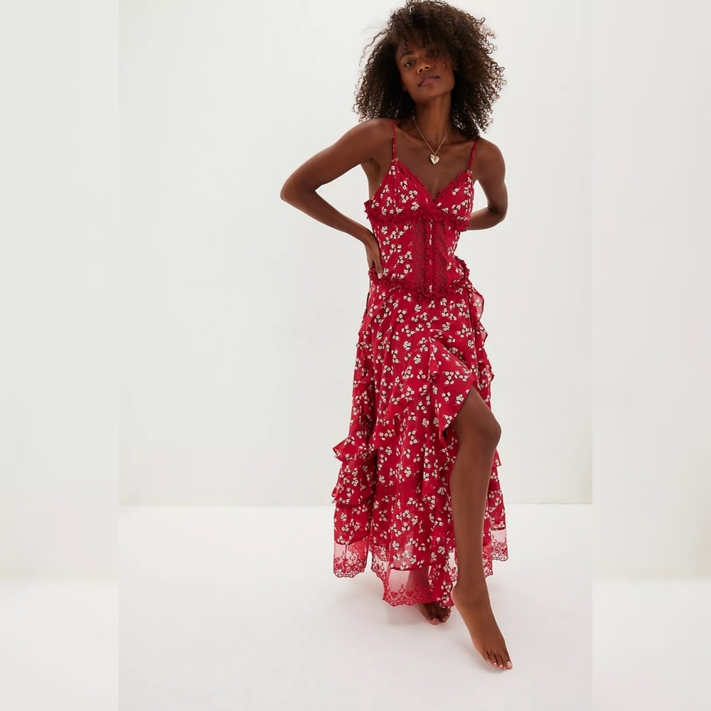 Free People Red Floral Maxi Dress